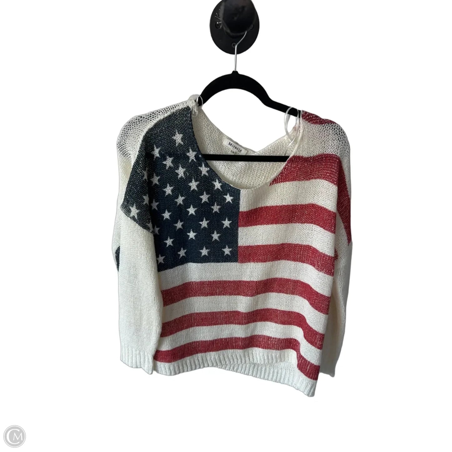 Sweater By Miracle In Blue & Red & White, Size: S