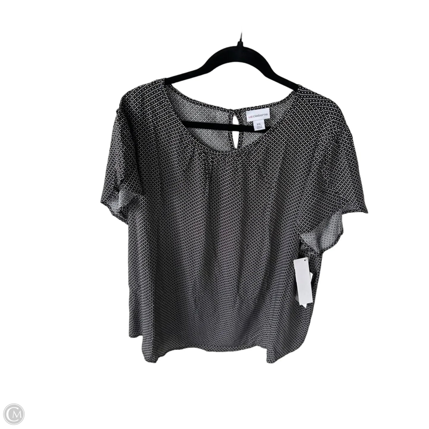 Blouse Short Sleeve By Liz Claiborne In Black & Tan, Size: Xxl