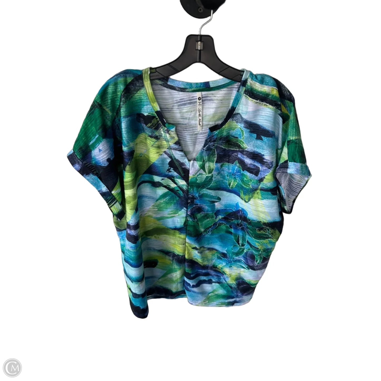 Top Short Sleeve By Leo And Nicole In Blue & Green, Size: 2x