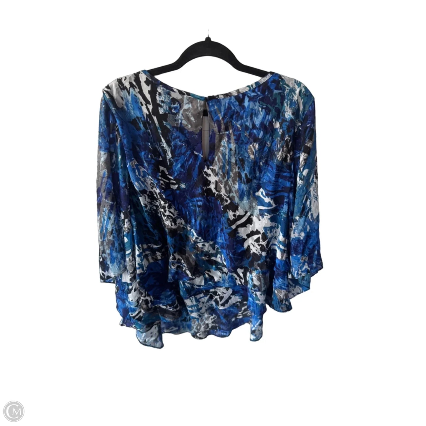 Blouse 3/4 Sleeve By Alex Evenings In Blue & White, Size: 3x