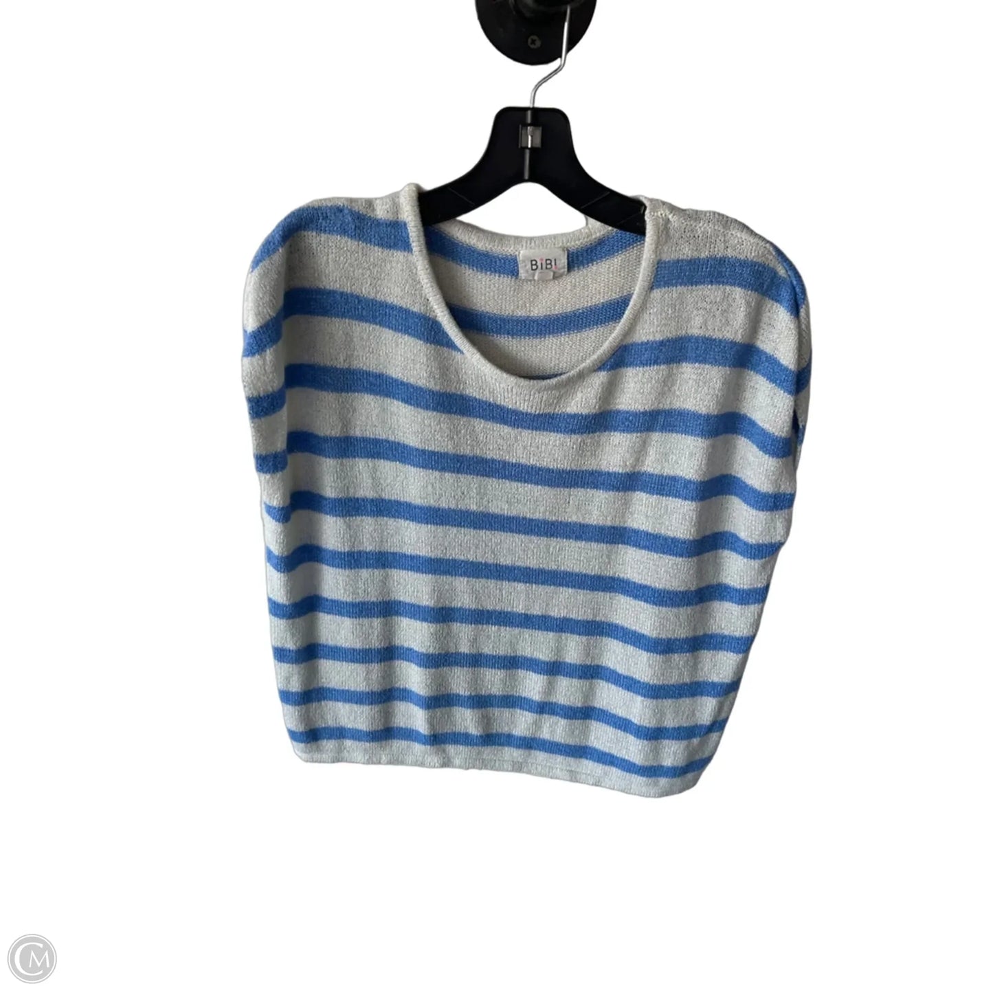 Vest Sweater By Bibi In Blue & Cream, Size: L