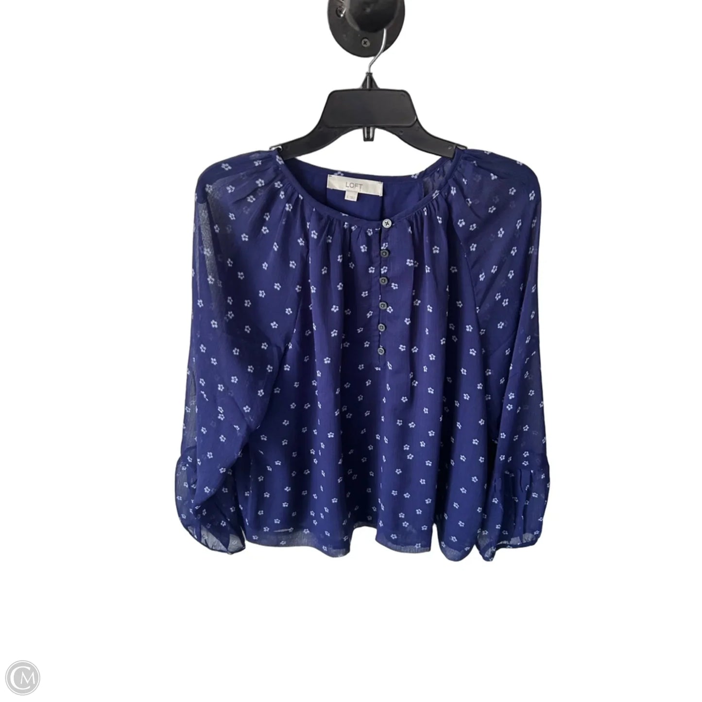 Blouse Long Sleeve By Loft In Blue, Size: L
