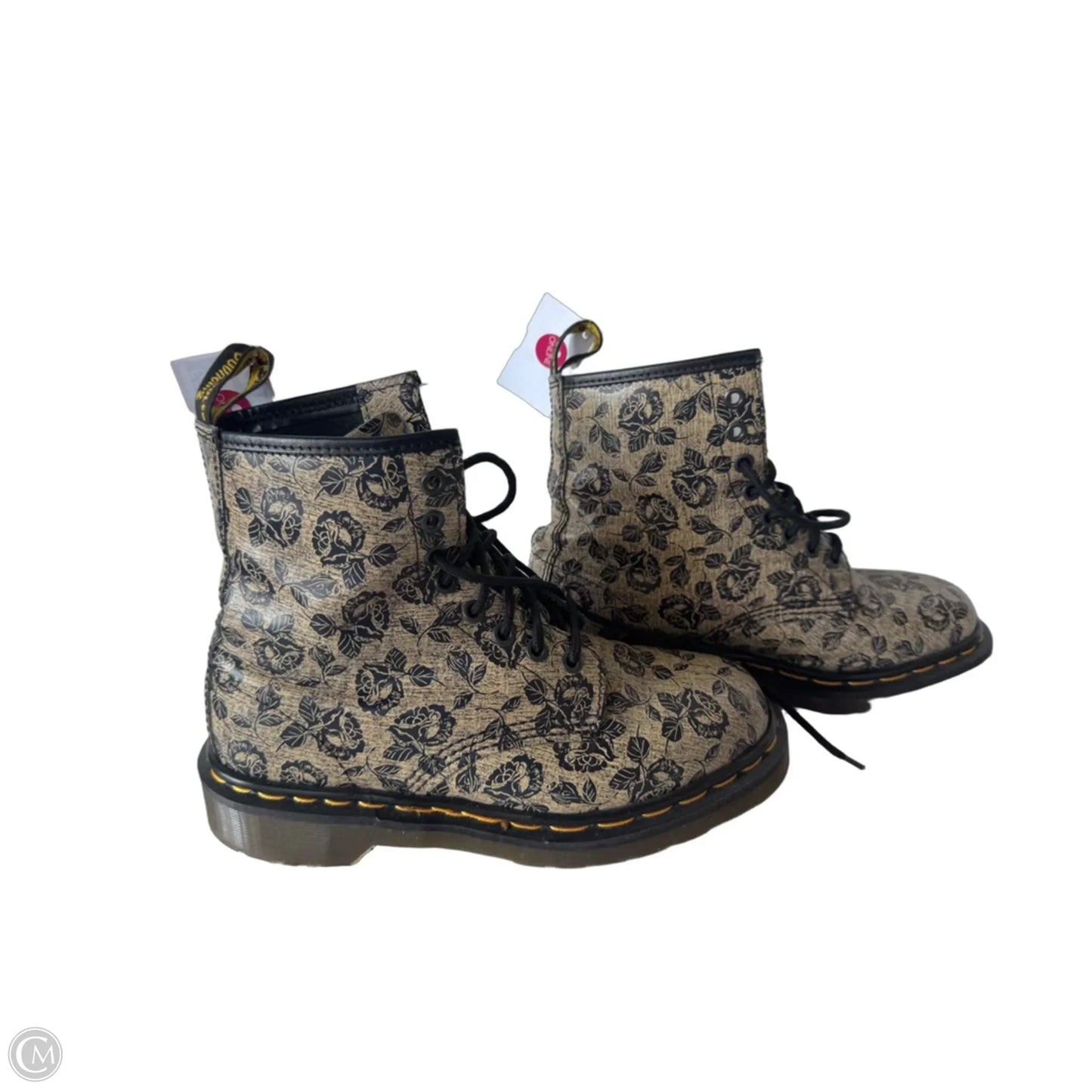 Boots Designer By Dr Martens In Black & Cream, Size: 6