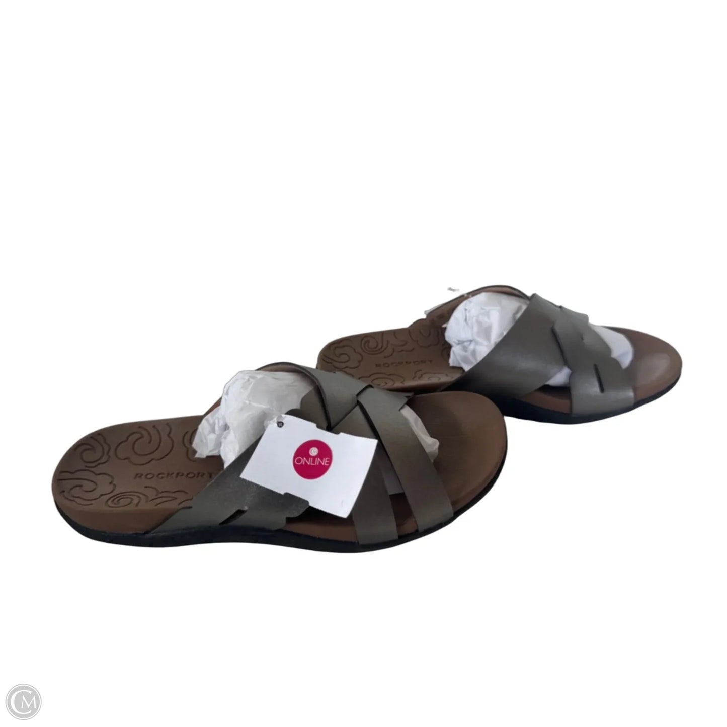 Sandals Flats By Rockport In Green & Silver, Size: 6.5