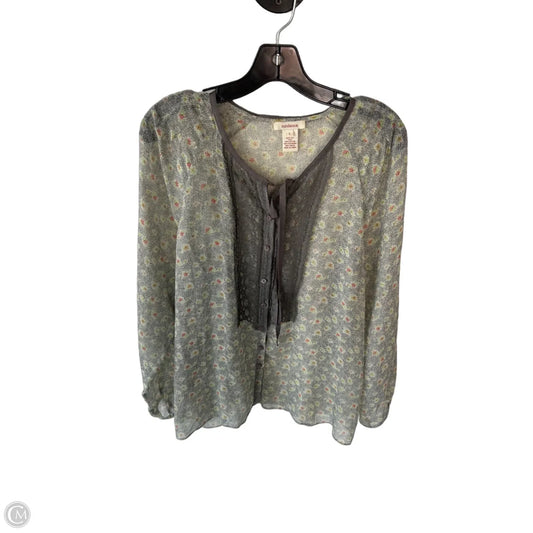 Blouse Long Sleeve By Sundance In Grey & Pink, Size: L