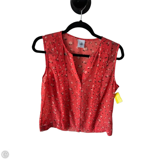 Blouse Sleeveless By Cabi In Orange & White, Size: M