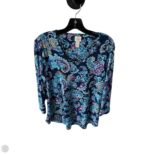 Tunic 3/4 Sleeve By Chicos In Blue & Pink, Size: M