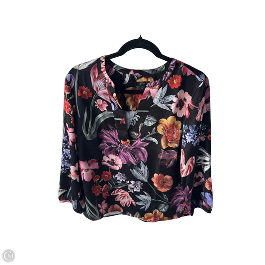 Blouse Long Sleeve By J. Crew In Black & Purple, Size: M
