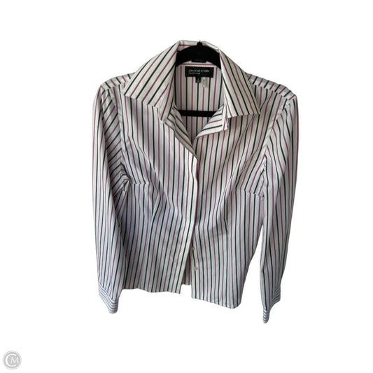 Blouse Long Sleeve By Jones New York In Purple & White, Size: M