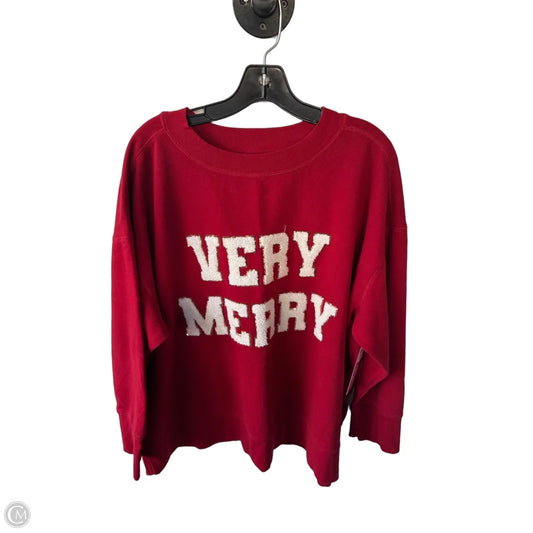 Sweatshirt Crewneck By Maurices In Red & White, Size: 2x
