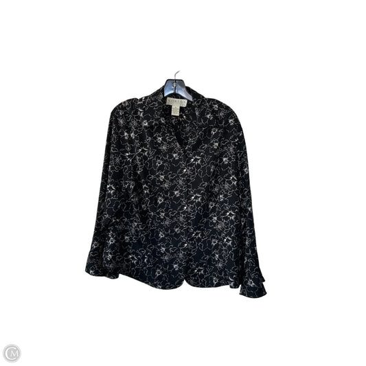 Blouse Long Sleeve By Norton Mcnaughton In Black & Cream, Size: Xl