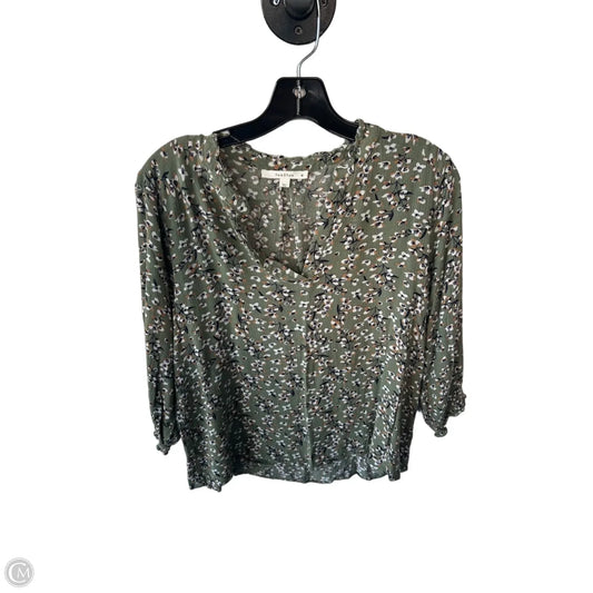Top 3/4 Sleeve By Clothes Mentor In Green & White, Size: M