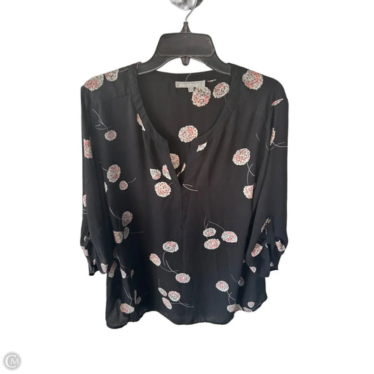 Blouse 3/4 Sleeve By Daniel Rainn In Black & Pink, Size: 2x