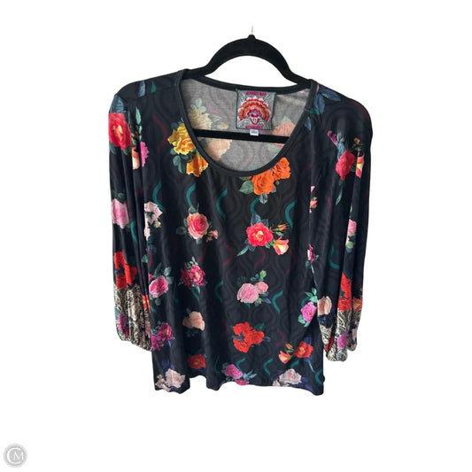 Top Long Sleeve Designer By Johnny Was In Black & Orange, Size: L