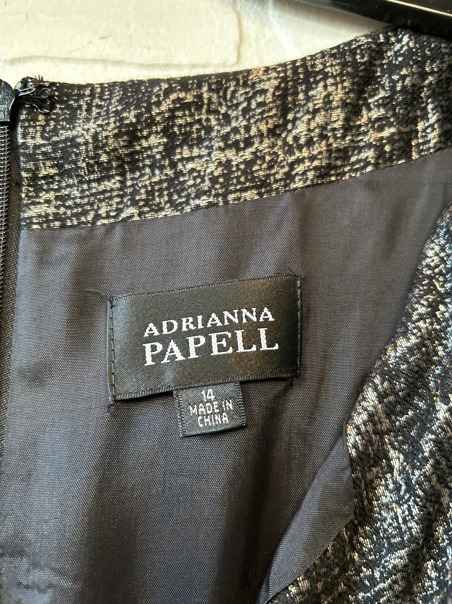 Dress Party Short By Adrianna Papell In Black & Gold, Size: L