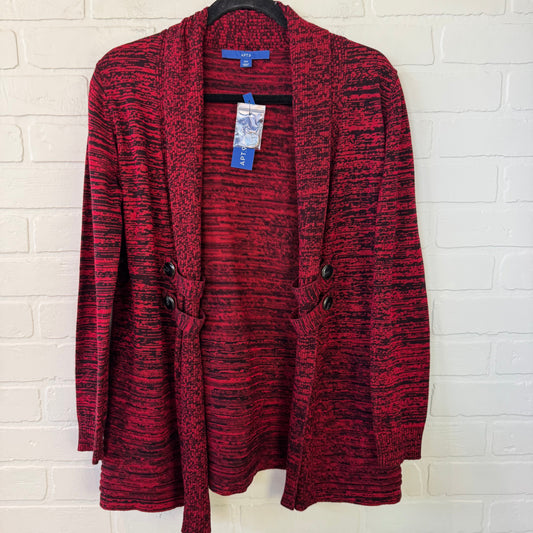 Sweater Cardigan By Apt 9 In Black & Red, Size: Mp