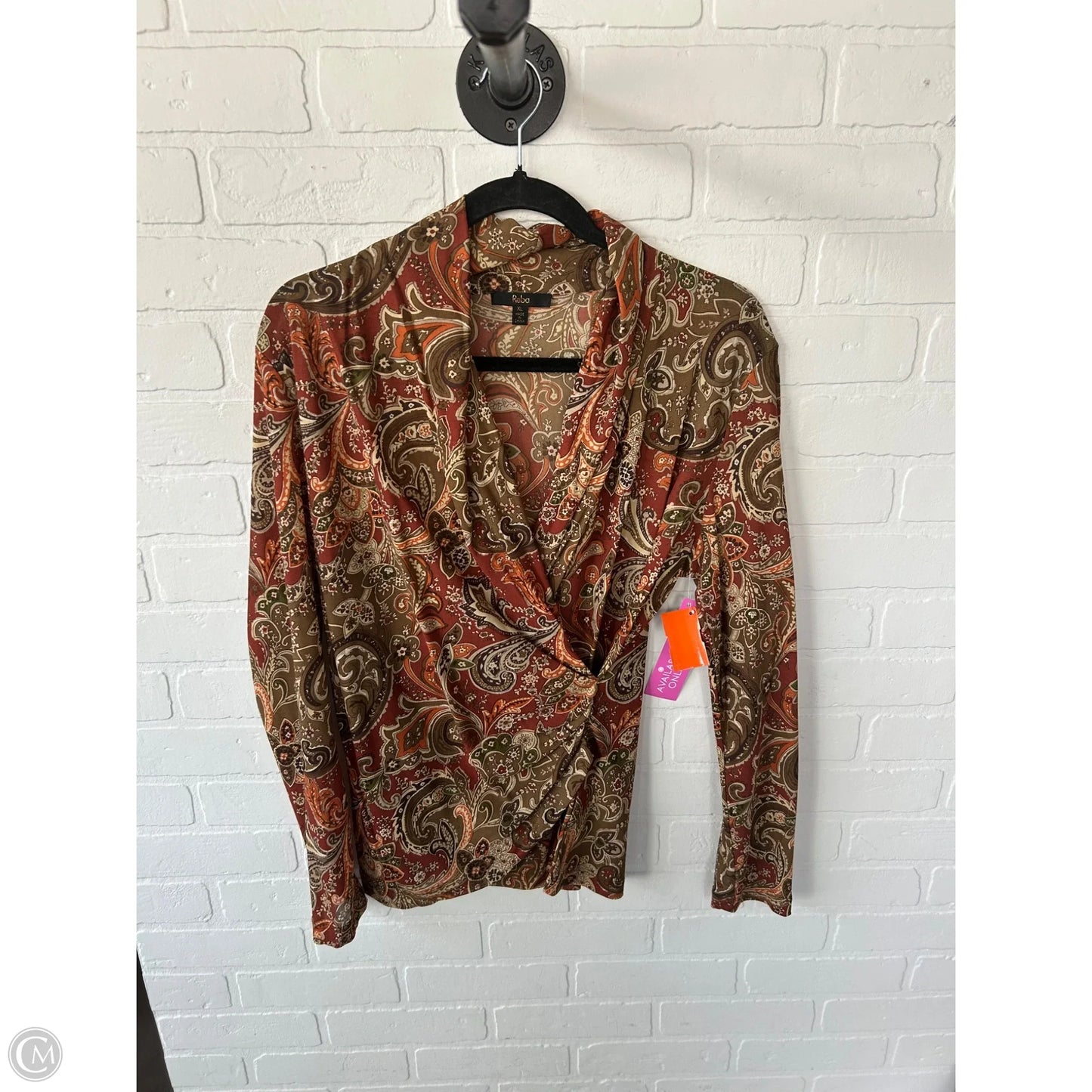 Top Long Sleeve By Reba In Tan, Size: Xl