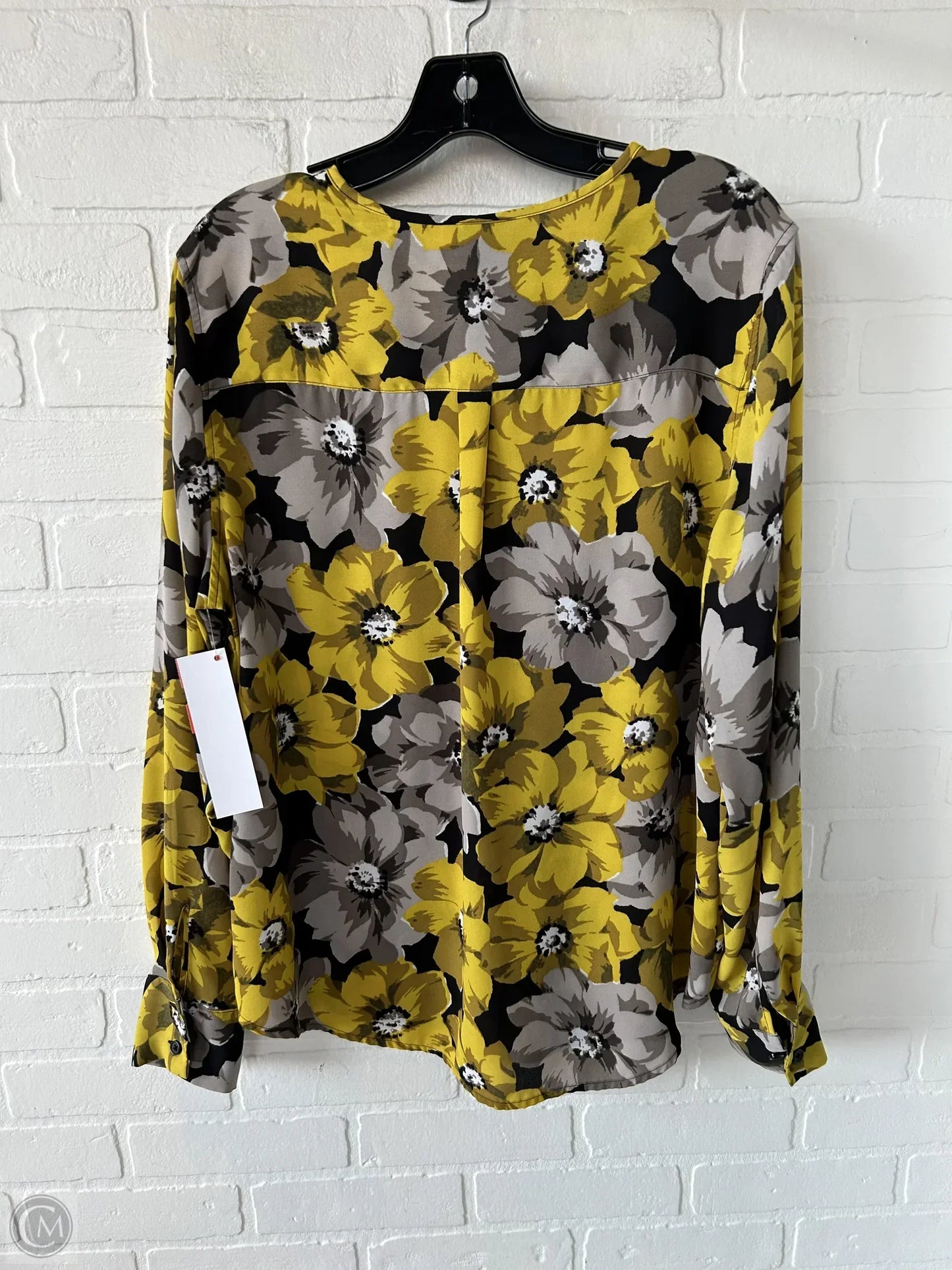 Top Long Sleeve By Who What Wear In Black & Yellow, Size: Xl