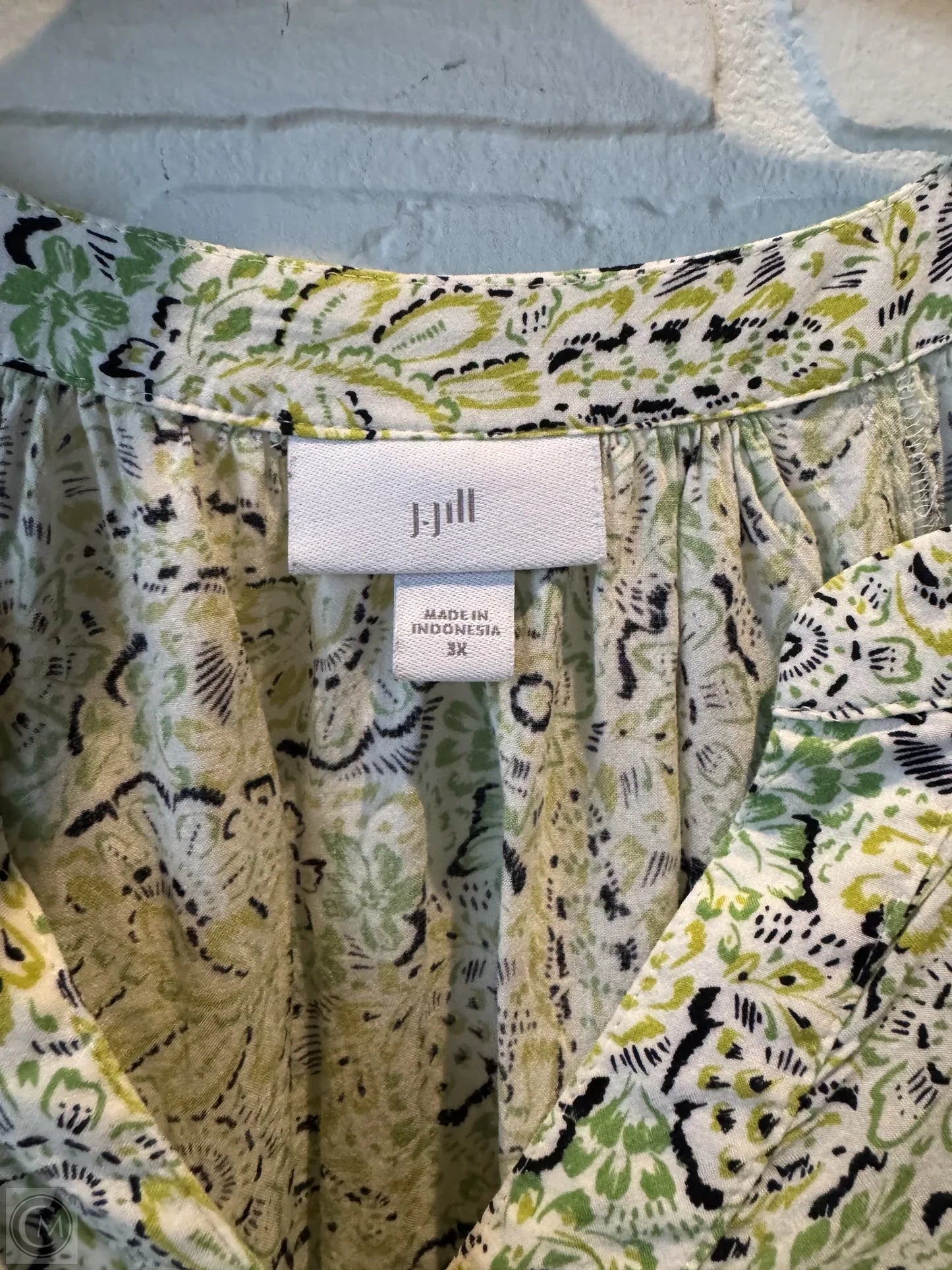 Top Short Sleeve By J. Jill In Green & Yellow, Size: 3x