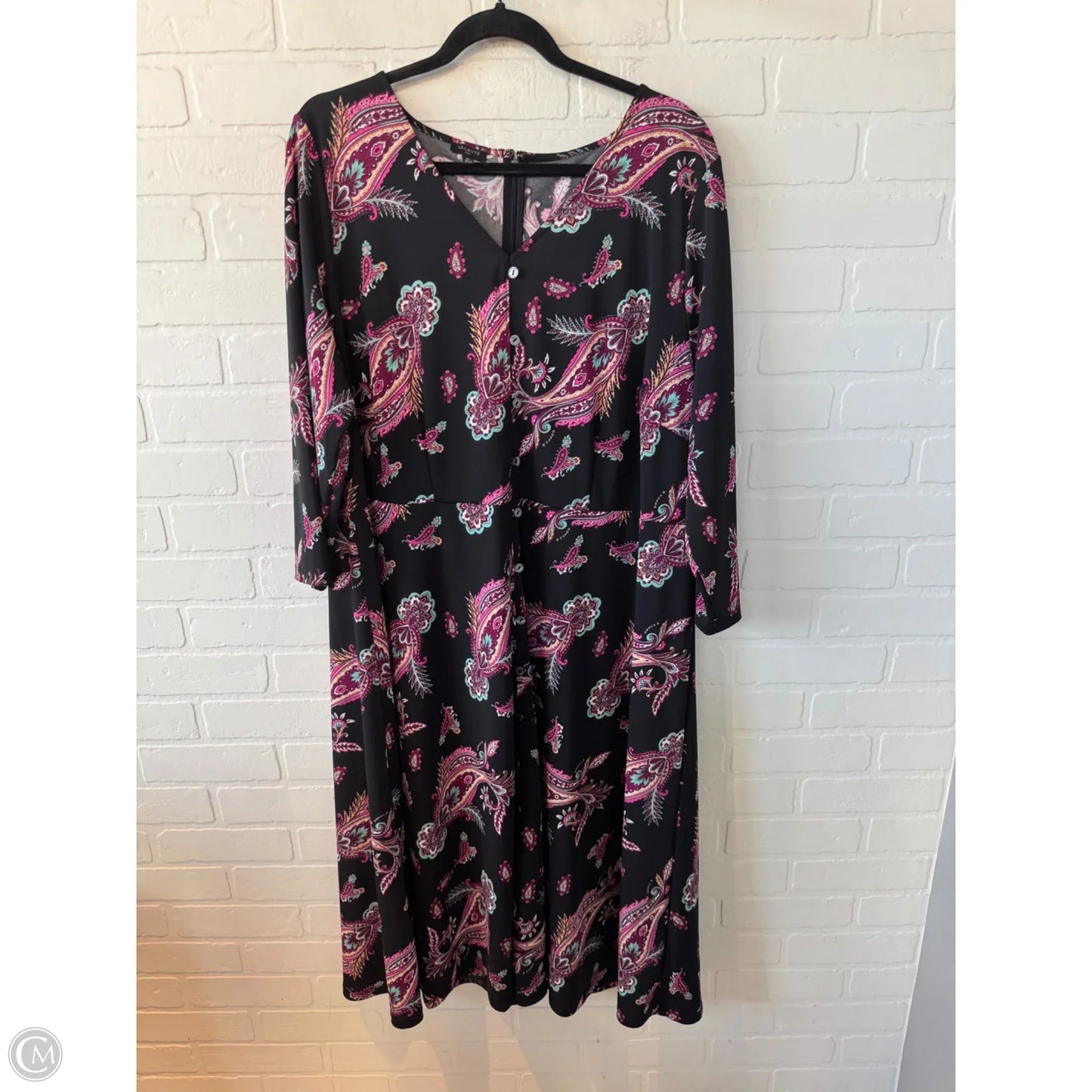 Dress Casual Midi By Talbots In Black & Pink, Size: 2x