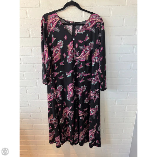 Dress Casual Midi By Talbots In Black & Pink, Size: 2x