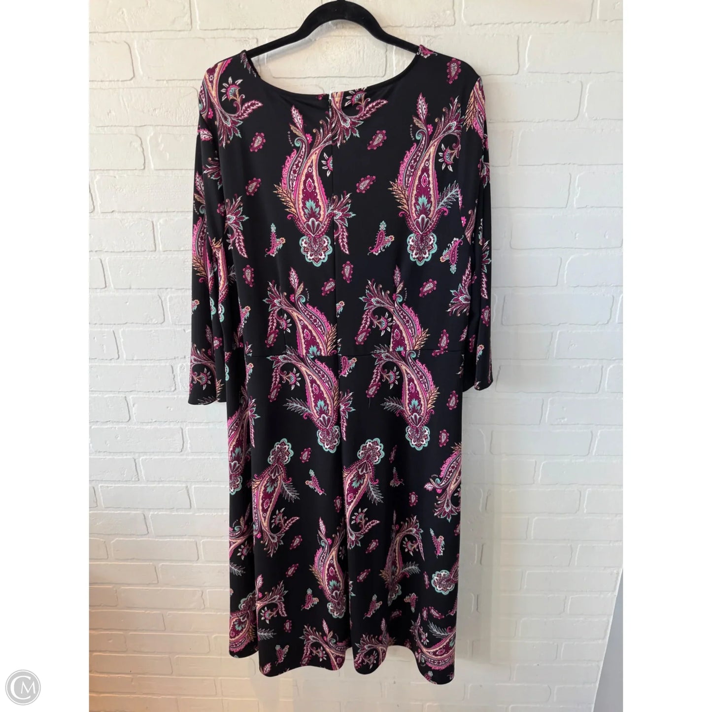 Dress Casual Midi By Talbots In Black & Pink, Size: 2x