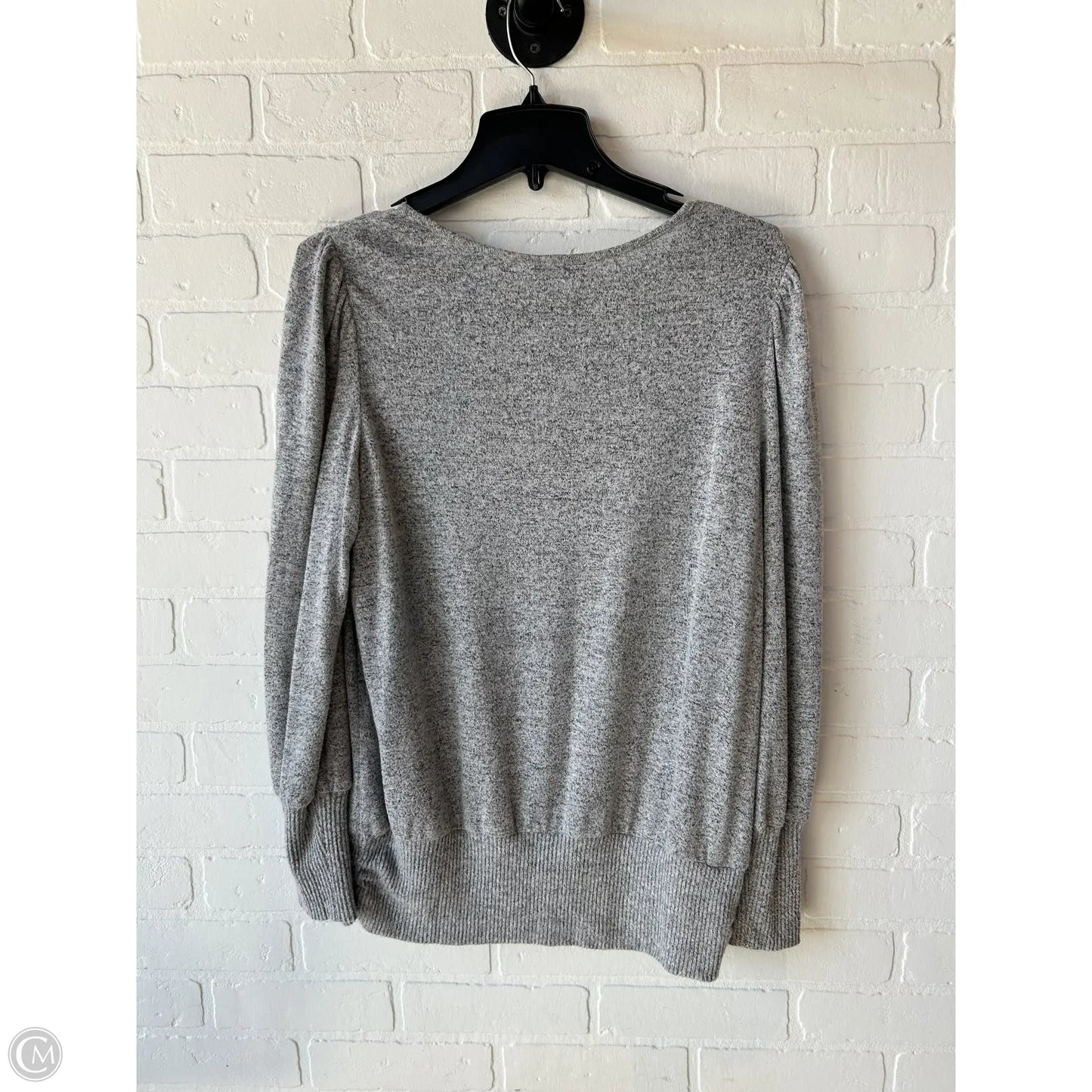 Top Long Sleeve By Ab Studio In Grey, Size: L