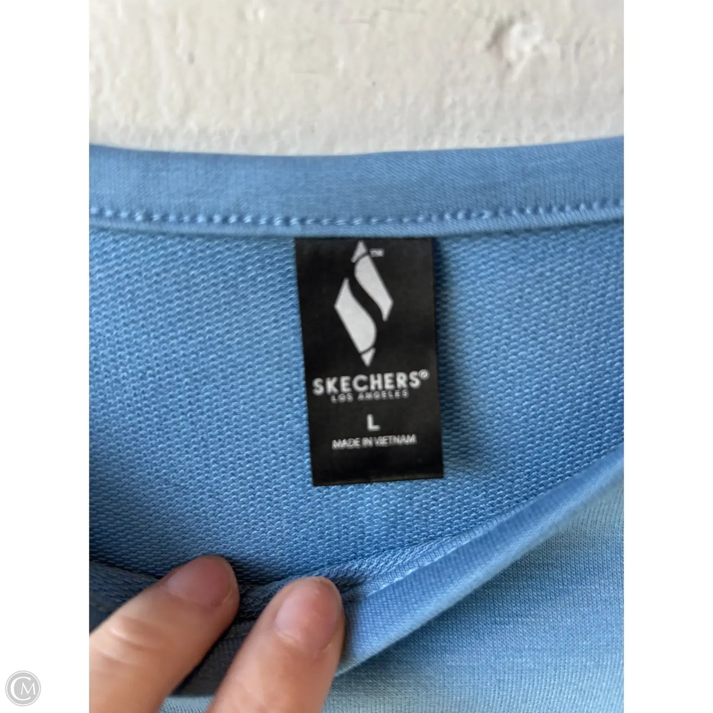 Athletic Top Short Sleeve By Skechers In Blue, Size: L