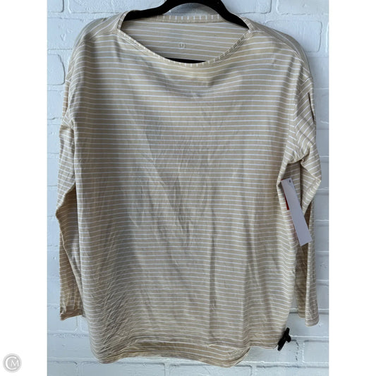 Athletic Top Long Sleeve Crewneck By Lululemon In Tan & White, Size: M