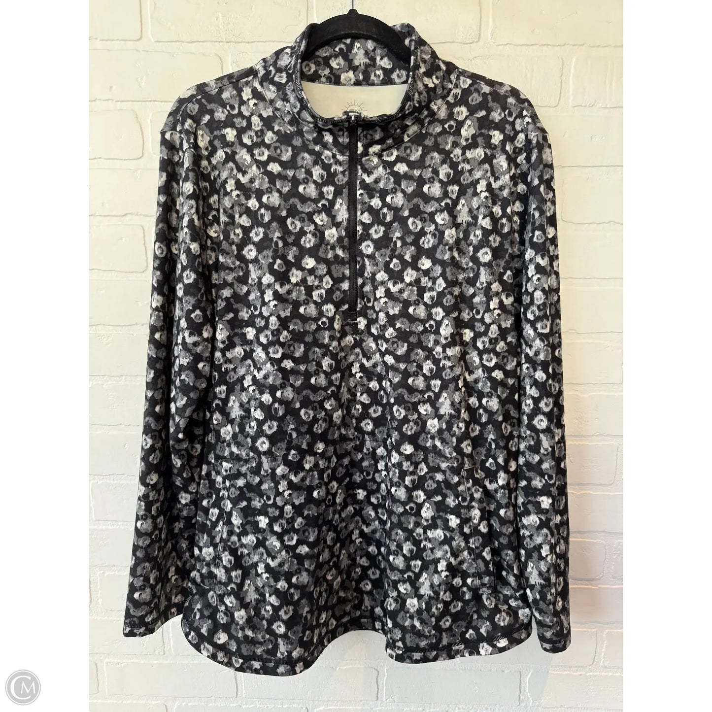Athletic Top Long Sleeve Collar By Talbots In Black & Grey, Size: 1x