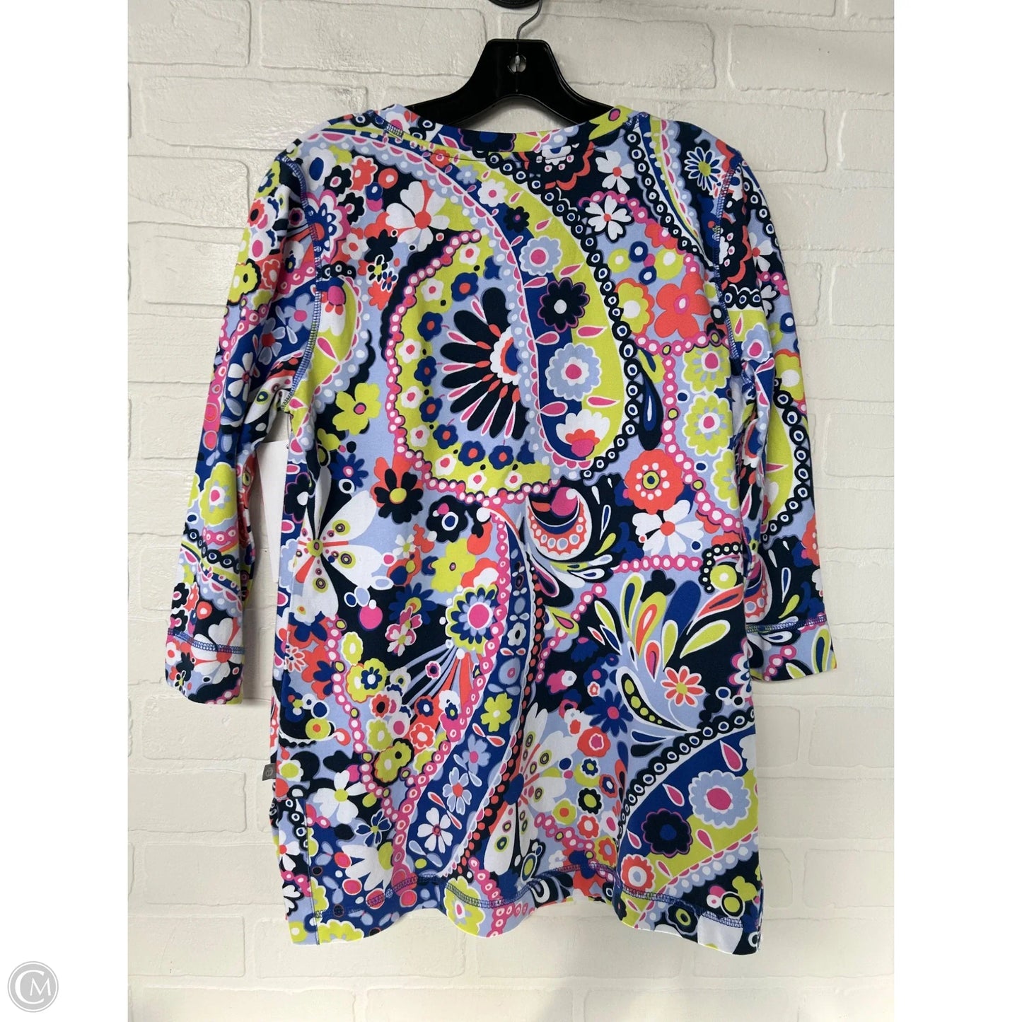 Top 3/4 Sleeve By Talbots In Blue & Orange, Size: Mp