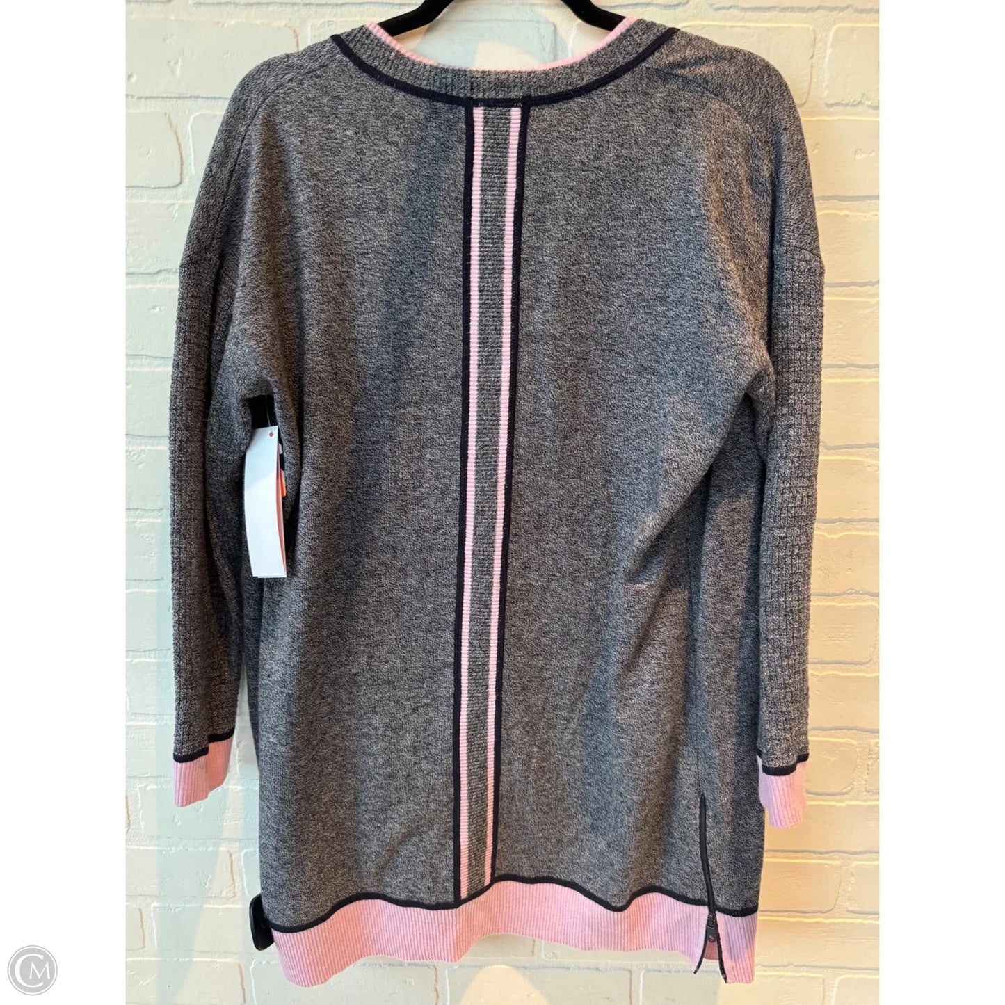 Sweater Cardigan By Talbots In Grey & Pink, Size: Mp