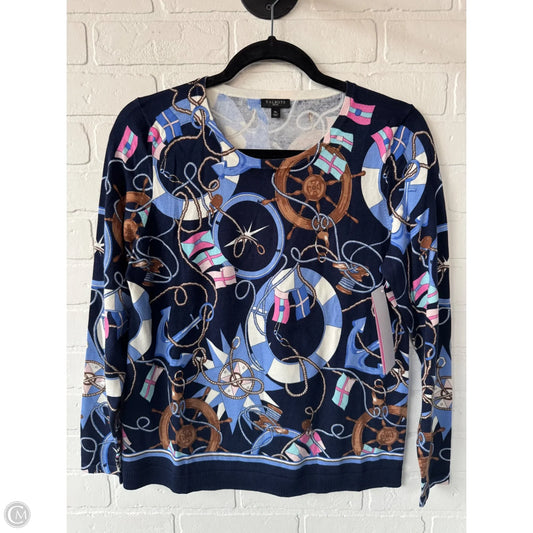 Sweater By Talbots In Blue & White, Size: Mp