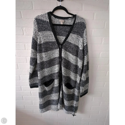 Sweater Cardigan By Logo In Grey, Size: Xl