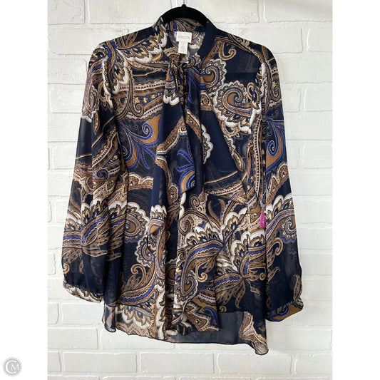 Top Long Sleeve By Chicos In Blue & Brown, Size: M
