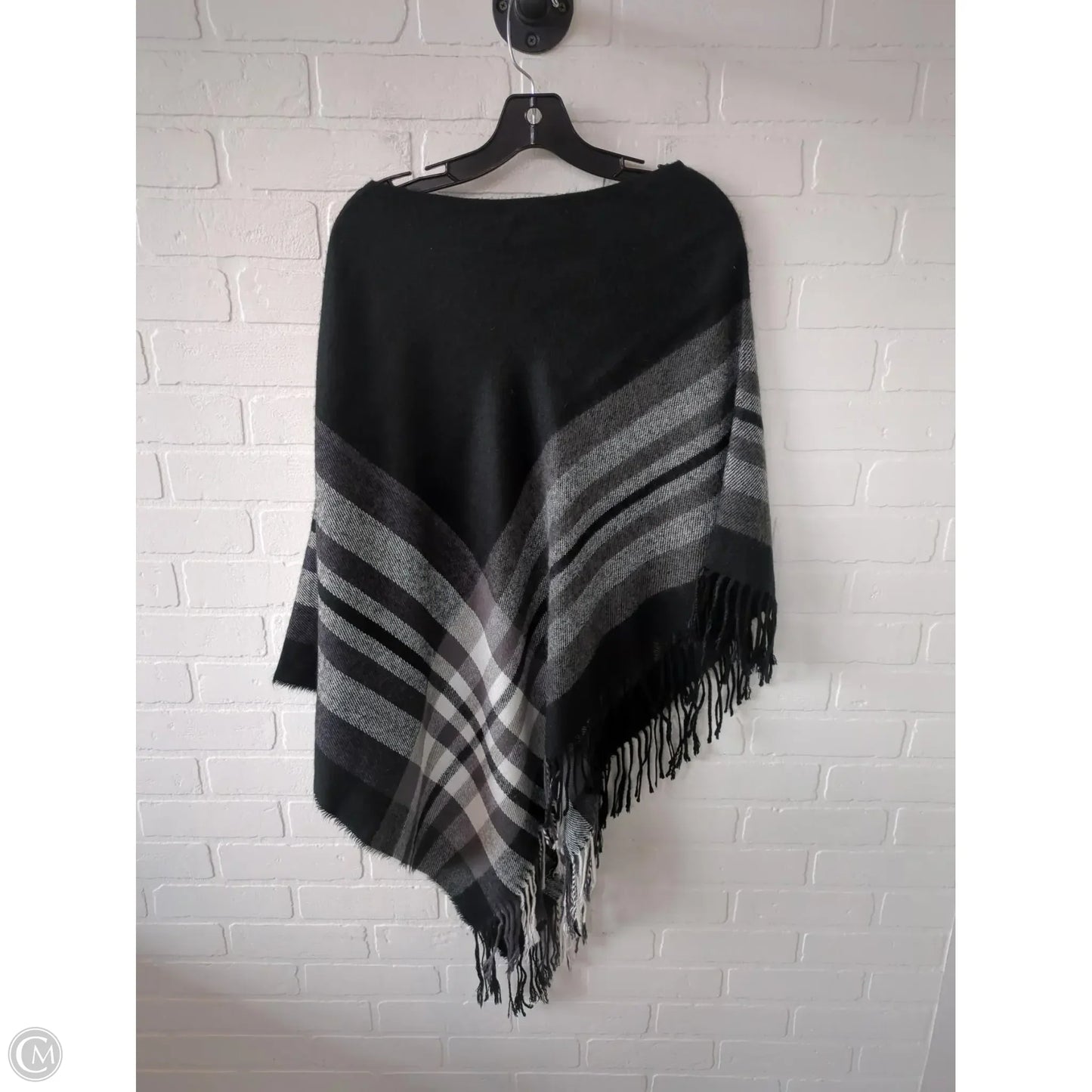 Poncho By Charter Club In Black & Grey, Size: Osfm