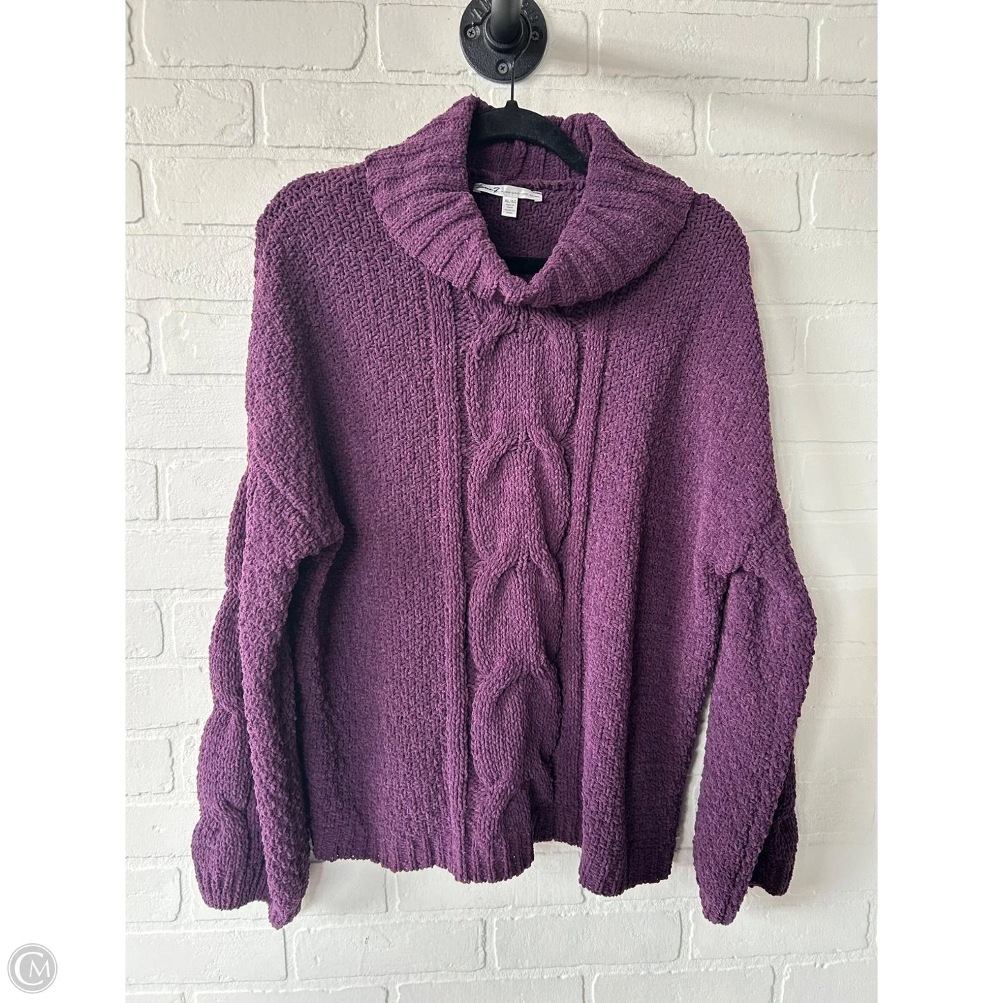 Sweater By Seven 7 In Purple, Size: Xl