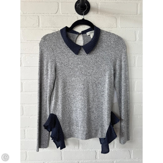 Top Long Sleeve By Monteau In Blue & Grey, Size: S