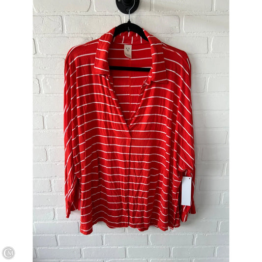 Top Long Sleeve By We The Free In Orange & White, Size: L