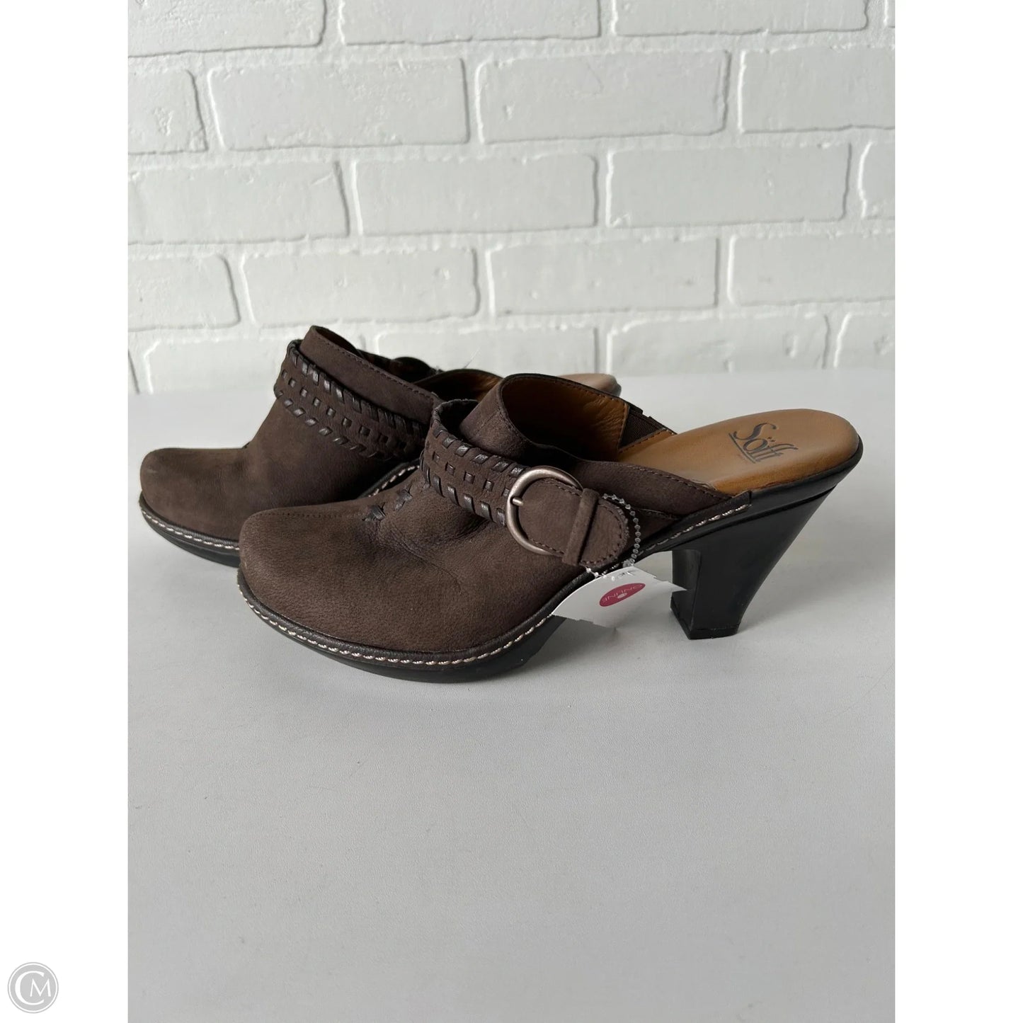 Boots Ankle Heels By Sofft In Brown, Size: 7
