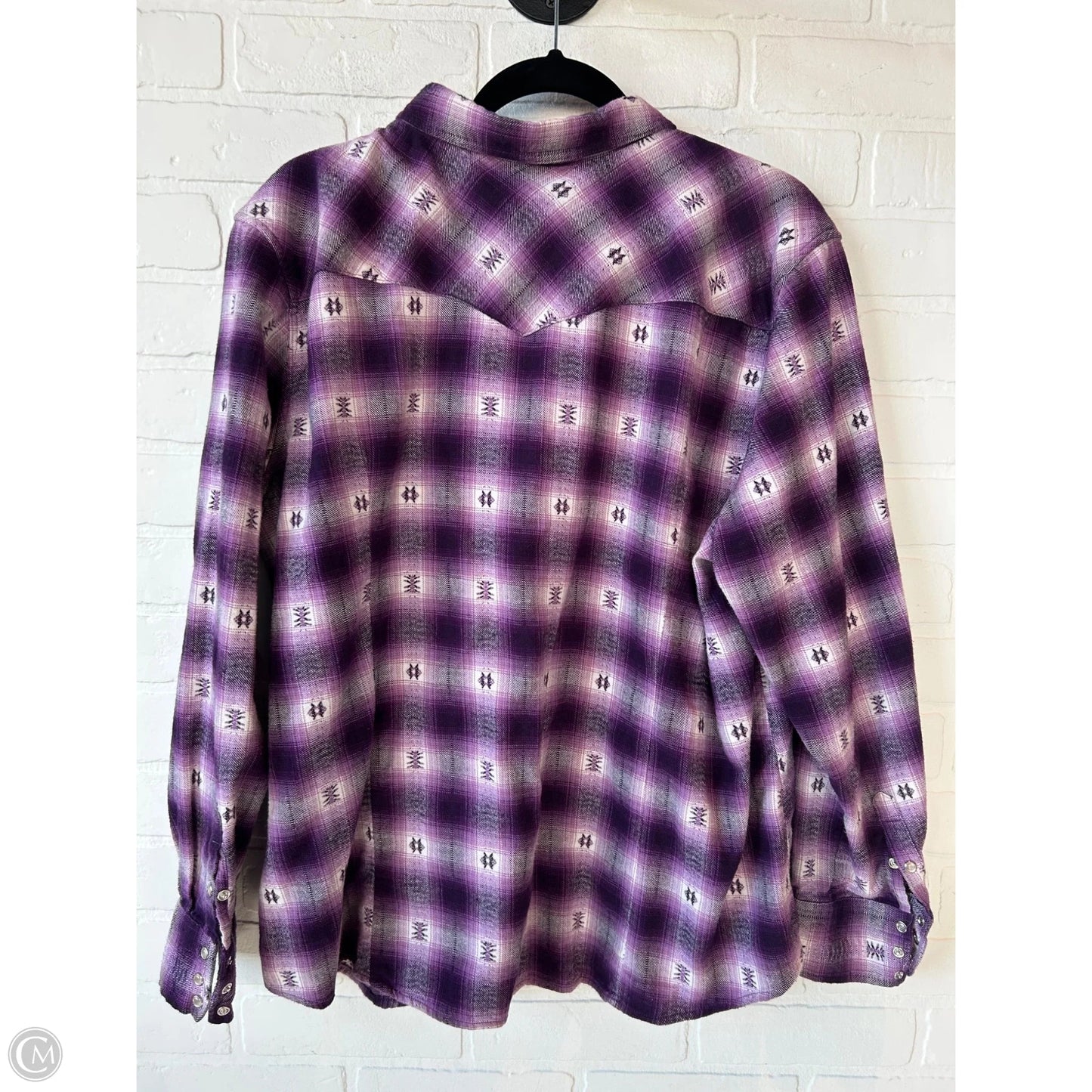 Top Long Sleeve By bit & bridle In Purple & White, Size: 2x
