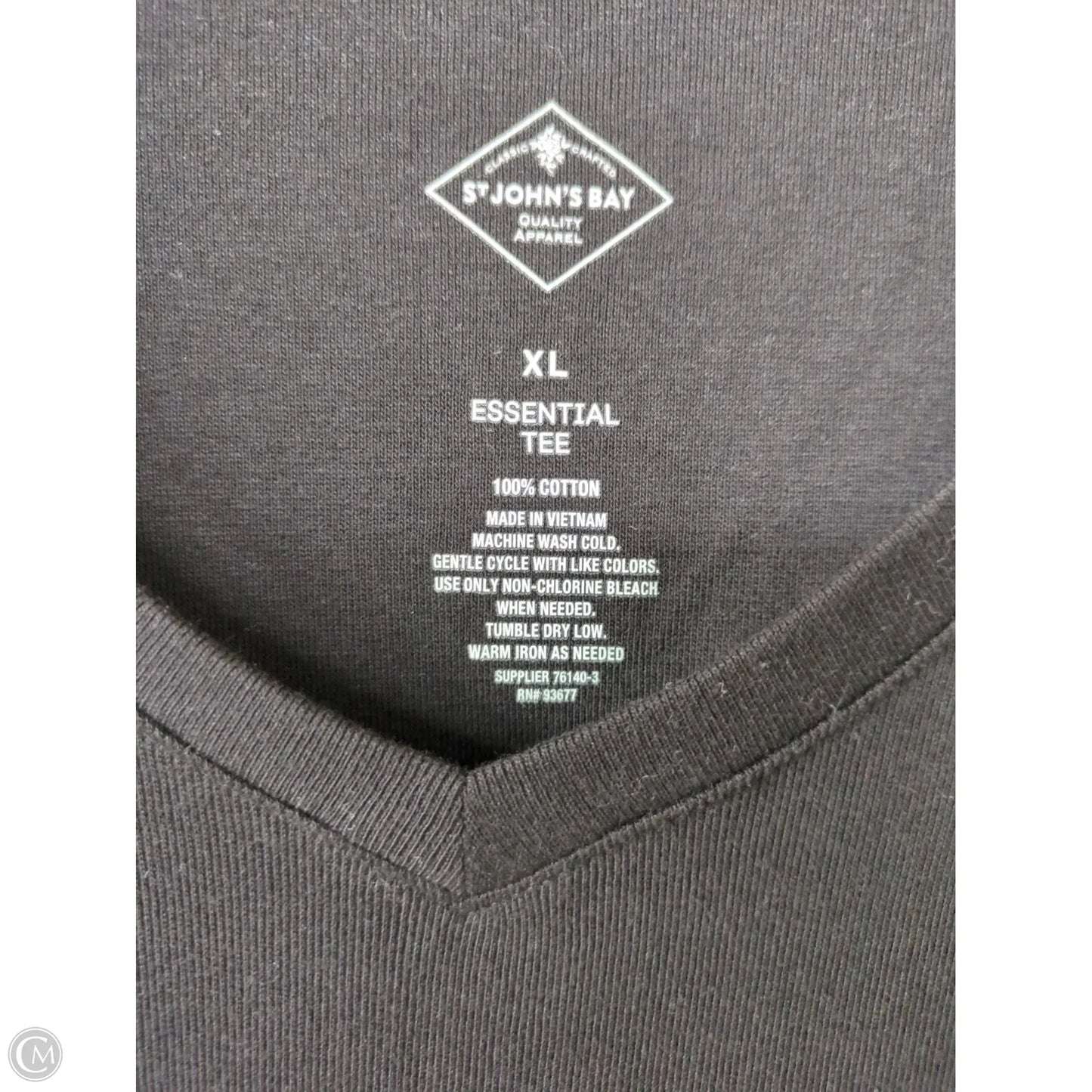 Top 3/4 Sleeve Basic By St Johns Bay In Black, Size: Xl