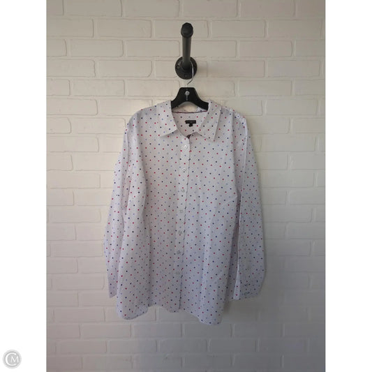 Top Long Sleeve By Talbots In Blue & White, Size: 3x