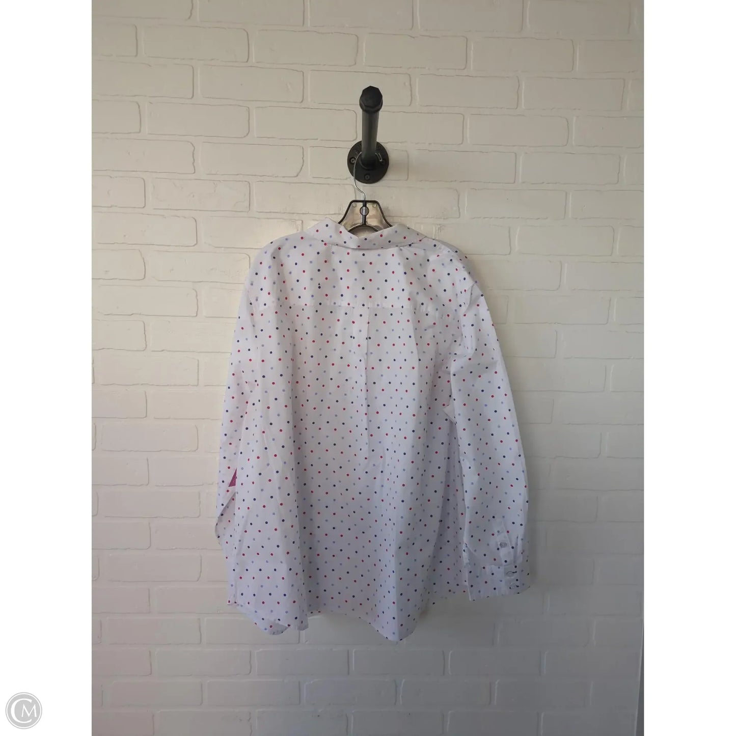 Top Long Sleeve By Talbots In Blue & White, Size: 3x