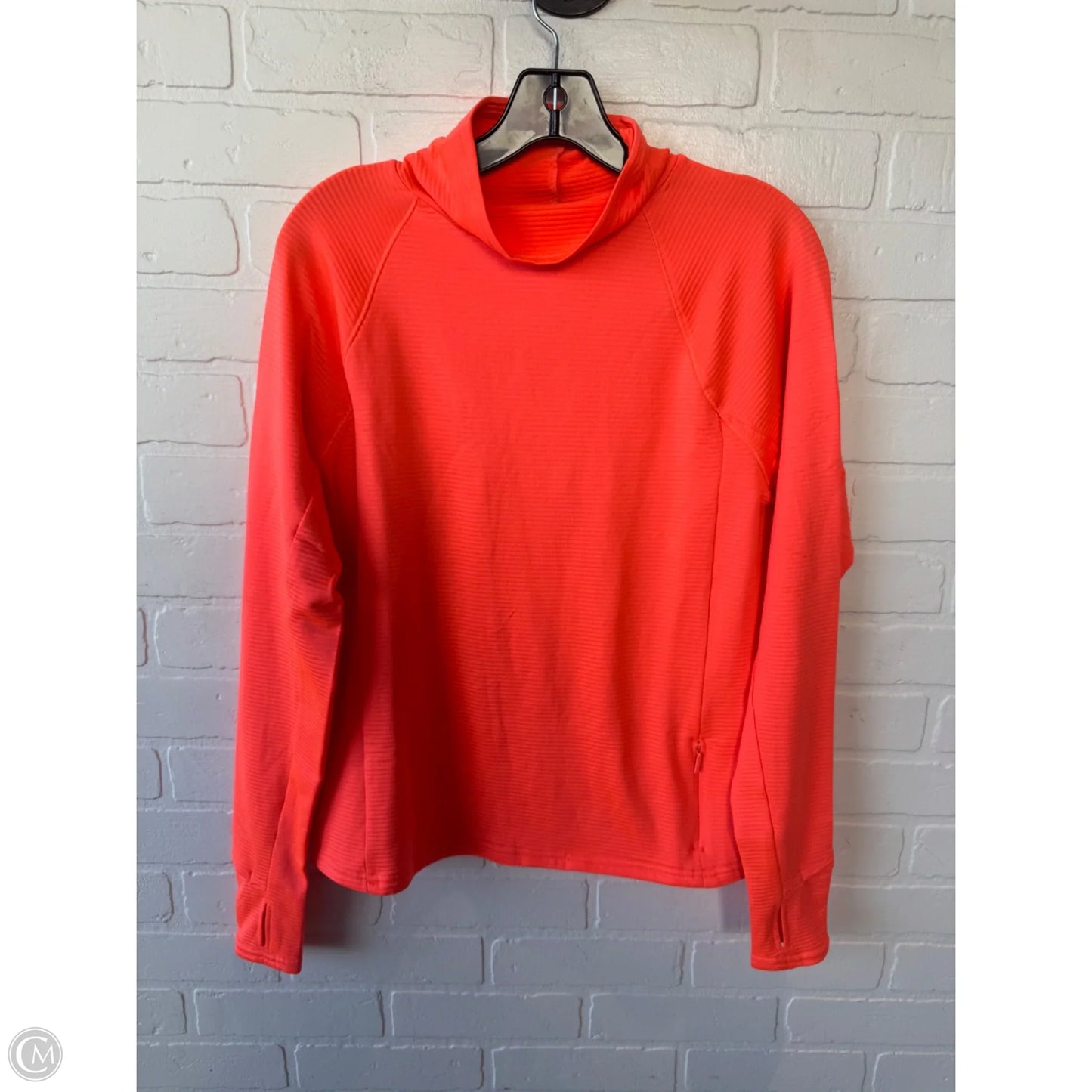 Athletic Top Long Sleeve Collar By Spyder In Orange, Size: M