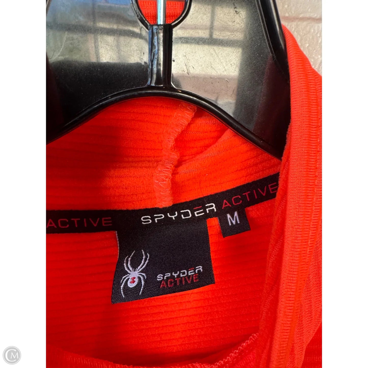 Athletic Top Long Sleeve Collar By Spyder In Orange, Size: M