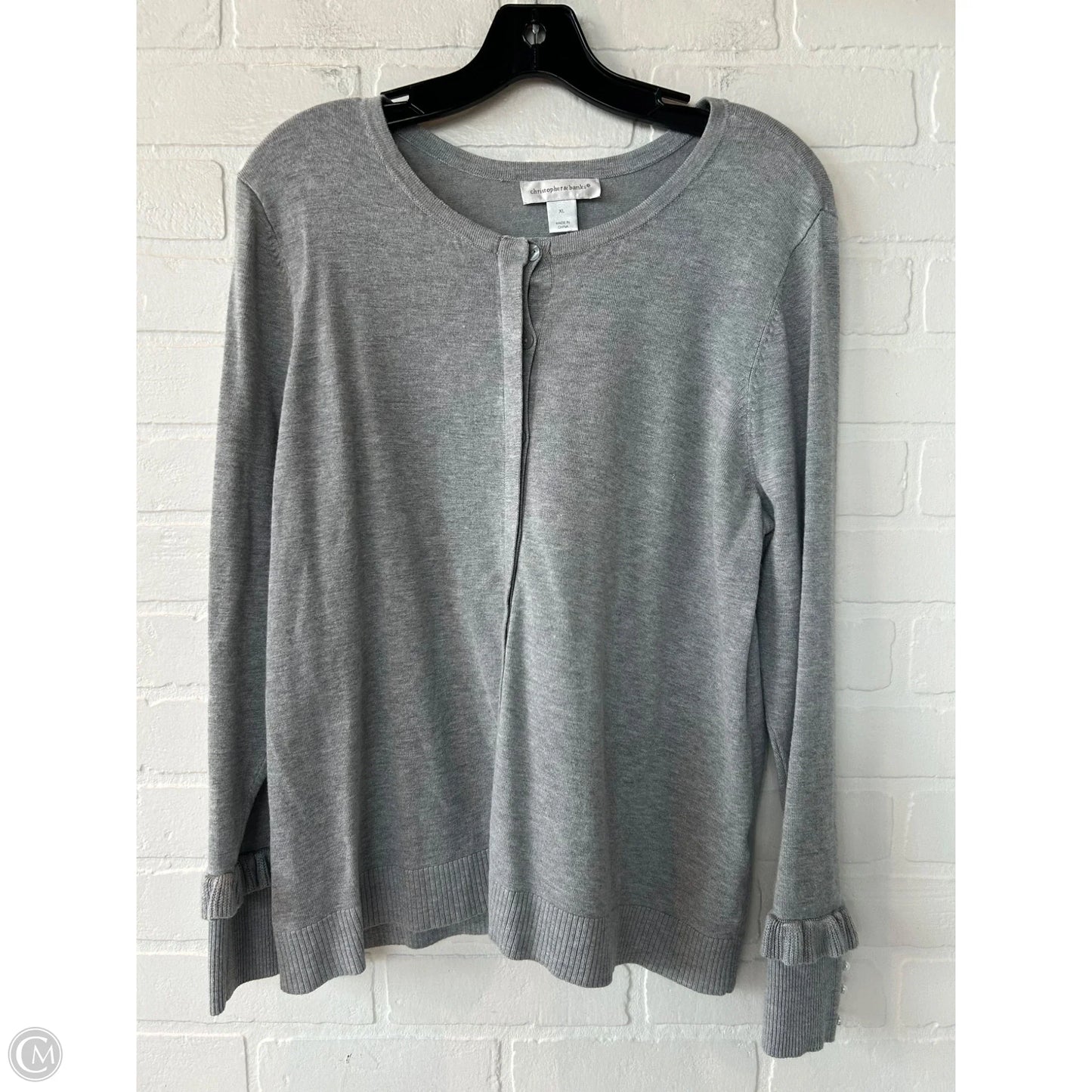 Sweater Cardigan By Christopher And Banks In Grey, Size: Xl