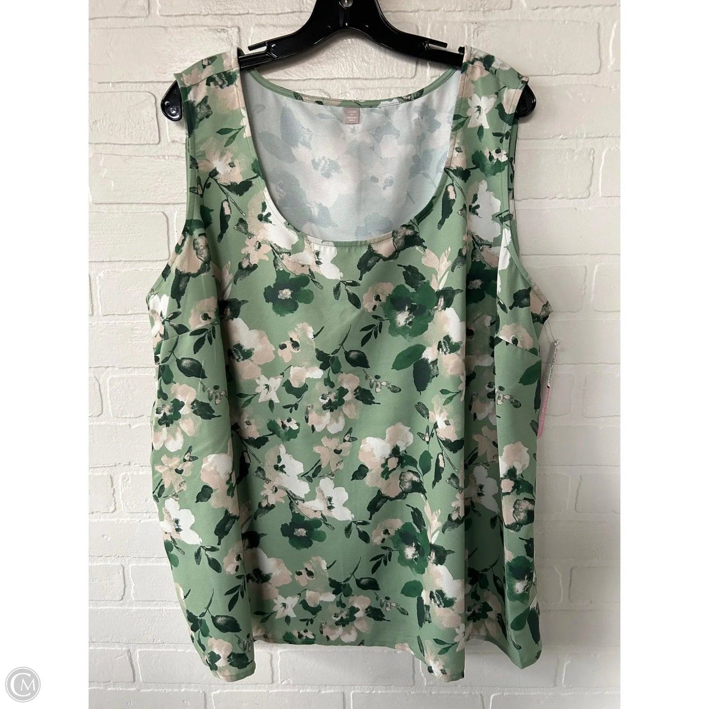 Top Sleeveless By Cmf In Green, Size: 1x