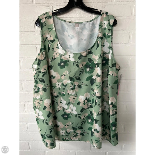 Top Sleeveless By Cmf In Green, Size: 1x