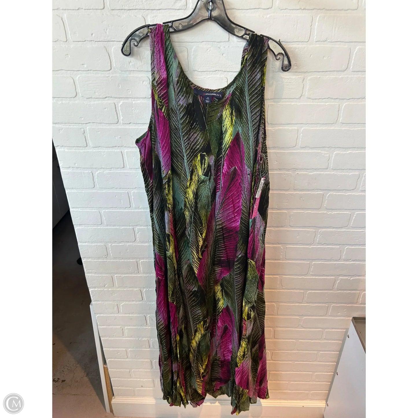 Dress Casual Maxi By Denim 24/7 In Green & Purple, Size: 3x